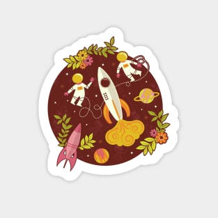 Race to the Moon with Florals in Maroon Sticker